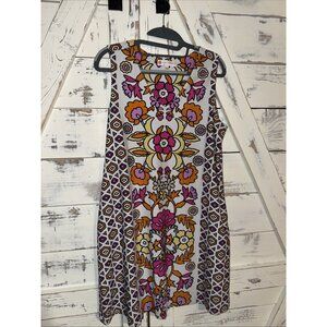 Jude Connally Dress Large Womens Geometric Print Floral Sleeveless V Neck Short